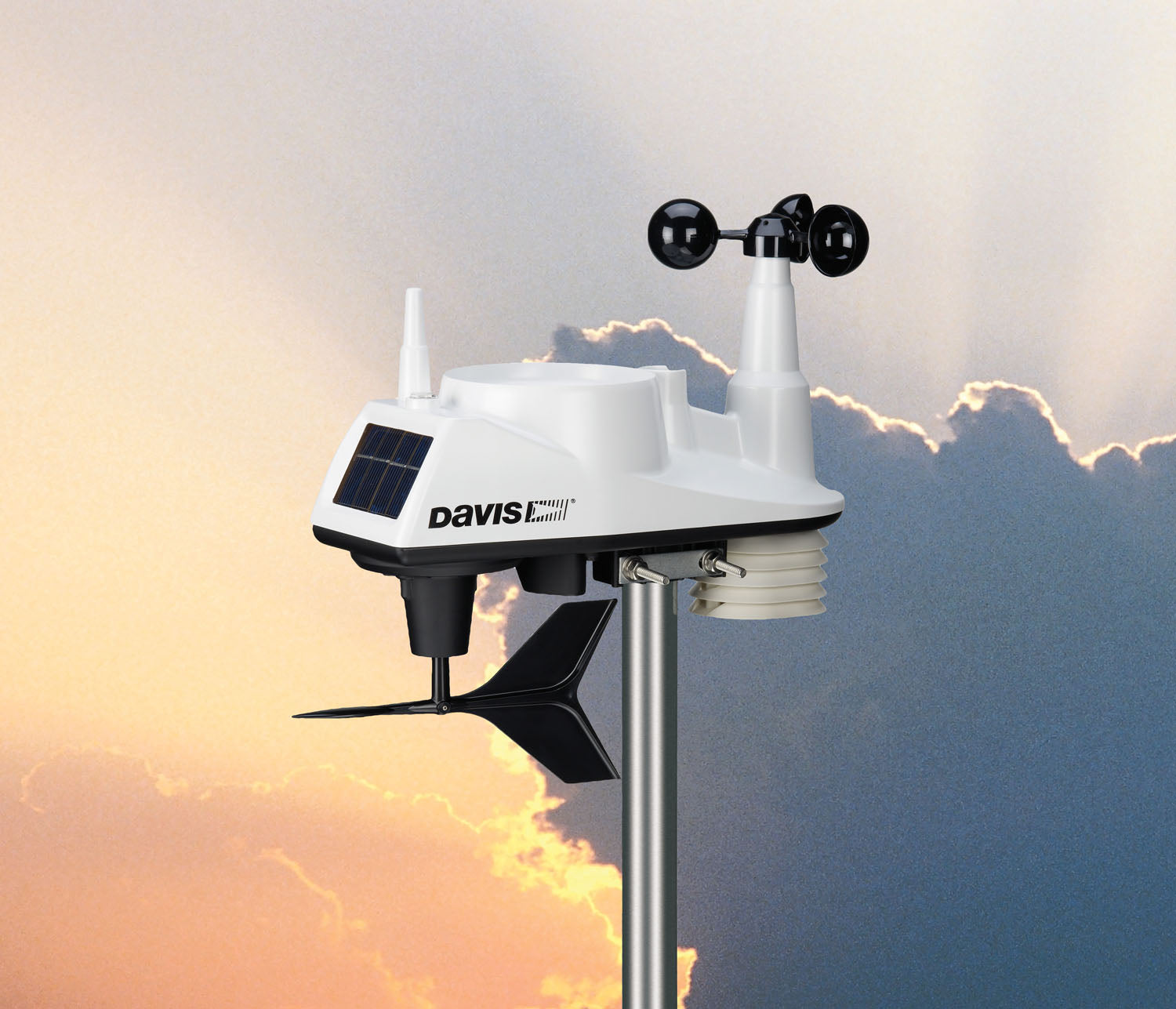 wireless weather station for home sunset with clouds in background