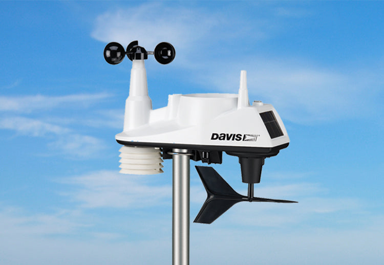 wireless weather station for home blue sky with clouds in background
