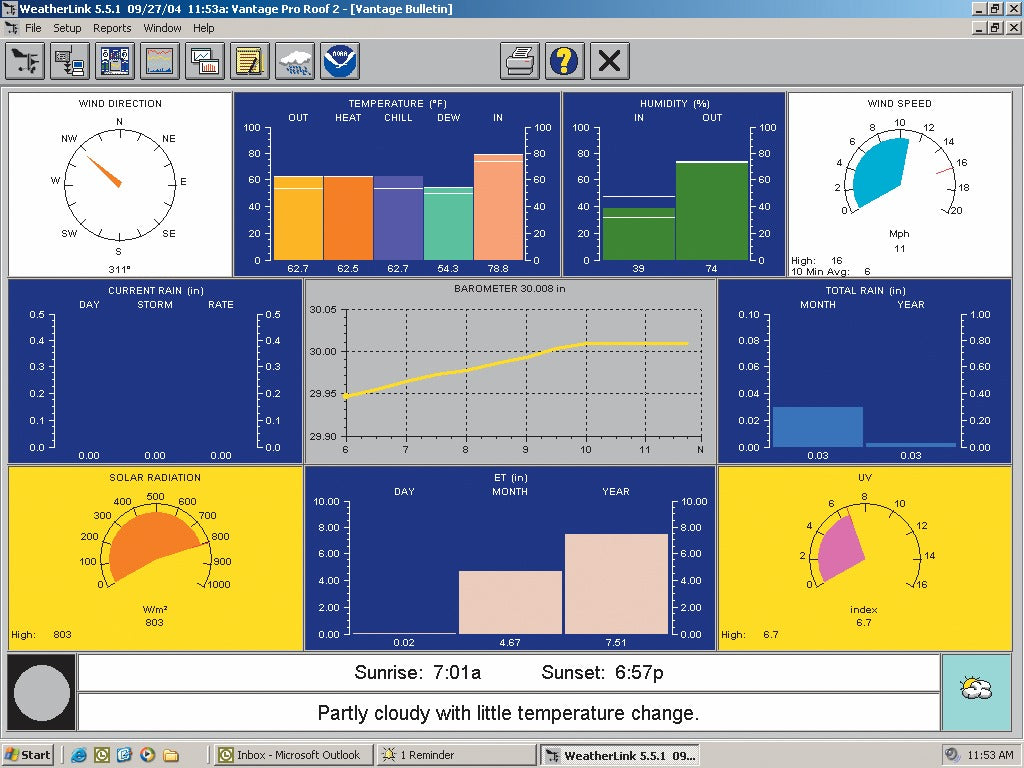WeatherLink software dashboard